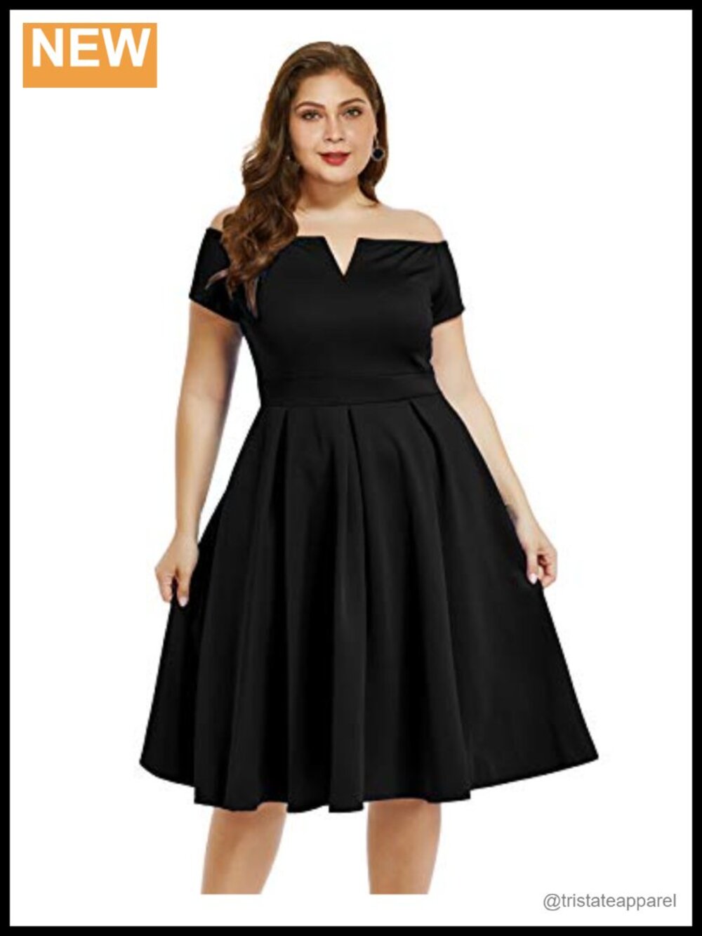 Plus Size Vintage 1950s Swing Midi Dress Off Shoulder Sweetheart Party Cocktail